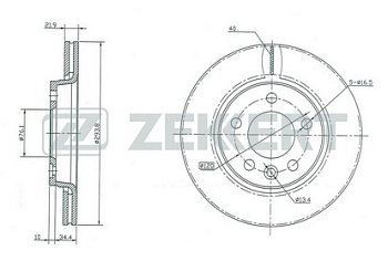 Диск торм VW T5 16" задн ZEKKERT DF4312