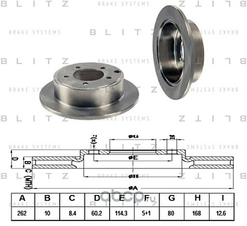 Диск торм MITSUBISHI LANCER X зад BLITZ DF4973
