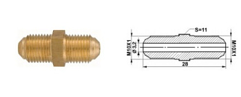 Штуцер трубки 5mm M10xM10 переходник наружн резьба
