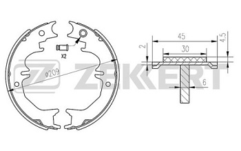 Колодки ручника TOYOTA LC100 ZEKKERT GS8716