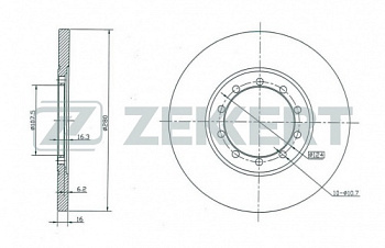 Диск торм FORD TRANSIT 06- зад RWD ZEKKERT (без кольца ABS)