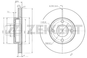 Диск торм AUDI 80 87-90 пер вент ZEKKERT DF1530
