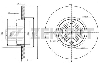 Диск торм VW Т4 96-03 пер 15" невент ZEKKERT DF2810 (282mmx18)