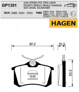 Колодки торм VAG PASSAT/GOLF/BORA/JETTA/MEGANE II зад SANGSIN GDB1330=226310=226300=GDB823
