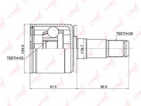 ШРУС MITSUBISHI L200 внутр лев LYNX 0411-KB4LH=MTIL-KB