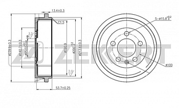 Барабан торм VAG FABIA/POLO ZEKKERT (5БОЛТ)