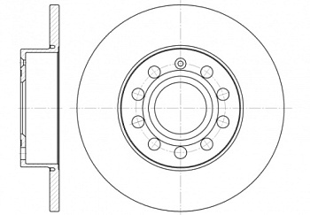 Диск торм VW Caddy III 1.4-2.0/TDI/16V/SDI 03/04->/Jetta III 1.6-2.0/TDI/FSI/16V 08/05-> задн RH DF4271