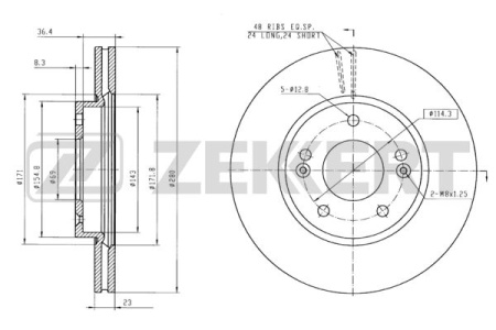Диск торм HYUNDAI/KIA пер ZEKKERT DF6628