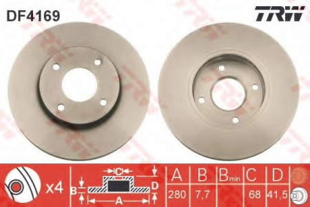 Диск торм NISSAN N16/P11 пер RH DF4169=DI108