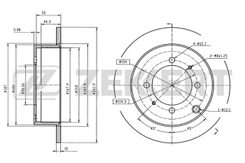 Диск торм MITSUBISHI LANCER IX 1.6 зад ZEKKERT