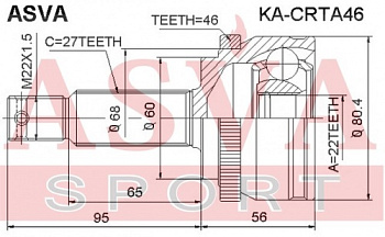 ШРУС KIA CERATO II 08-/HYUNDAI I30 07- наружн PATRON (27x60x22x46z)