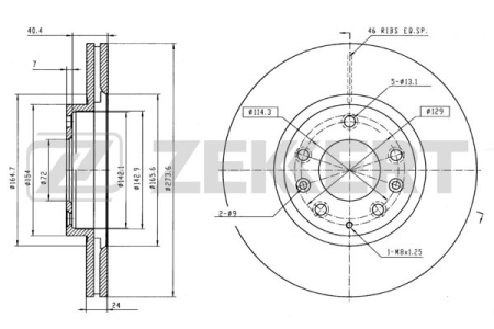 Диск торм MAZDA 6 GG 02-07 пер ZEKKERT