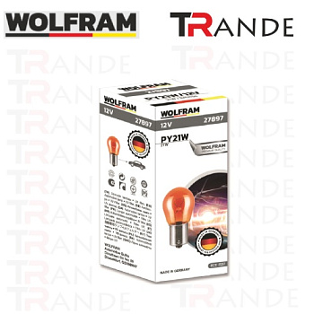 Автолампа PY21W желтая WOLFRAM
