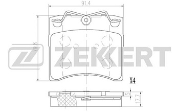 Колодки торм VW T4 пер 15" квадр ZEKKERT GDB791 (+PFK319)