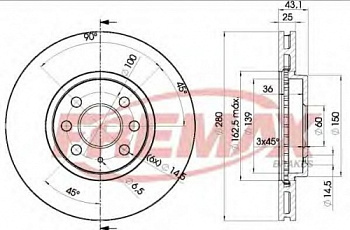Диск торм OPEL ASTRA G/H/MERIVA A пер MILES DF4426 (4болта)