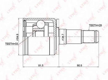 ШРУС MITSUBISHI L200 внутр лев LYNX 0411-KB4LH=MTIL-KB