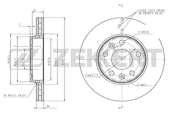 Диск торм RENAULT DUSTER/FLUENCE/MEGANE III/SCENIC III/KAPTUR 2.0 пер ZEKKERT DF6072 (280mm)