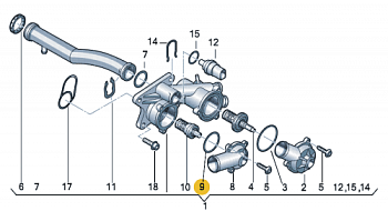 Кольцо уплотнит крышки термостата VAG OE