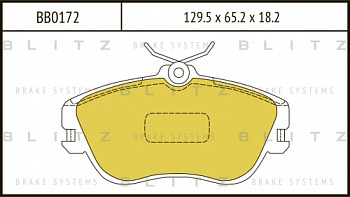 Колодки торм VW T4 96-03 пер 15" прямоуг BLITZ GDB1092=GDB1367 (+датчик)