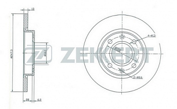 Диск торм PEUGEOT 206 пер ZEKKERT