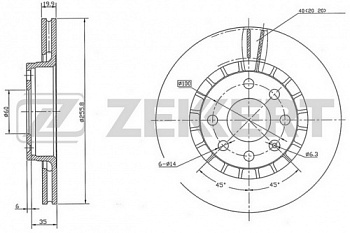 Диск торм OPEL VECTRA A/ASTRA F пер ZEKKERT DF1624 (256x20)