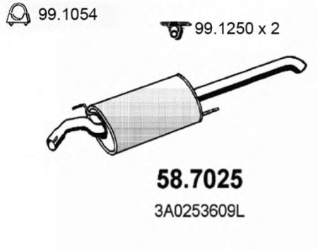 Глушитель VW PASSAT 93- зад часть ATIHO 279-461