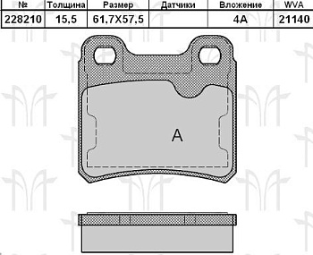 Колодки торм OPEL VECTRA A/KADETT зад RH GDB952=228210