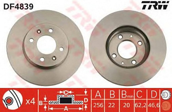 Диск торм HYUNDAI ACCENT/RIO II пер TRW DF4839=SD2028