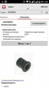 Втулка рессоры OPEL FRONTERA зад конец BLUEPRINT