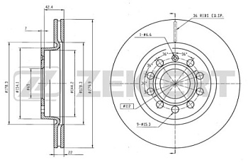 Диск торм VAG G5/G6/JETTA/OCTAVIA A5 пер ZEKKERT DF4294 (280x22)