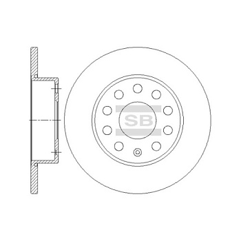 Диск торм VW Caddy III 1.4-2.0/TDI/16V/SDI 03/04->/Jetta III 1.6-2.0/TDI/FSI/16V 08/05-> задн SANGSIN DF4271