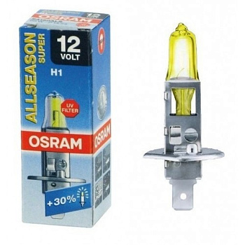 Автолампа H1 OSRAM (+30%/ALLSEASON желт)