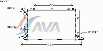 Радиатор ОЖ AUDI 80 1.6-2.0 SF,PM,NE,RU,3A,ABT,ABD (M -A/C) 86-96 AVA