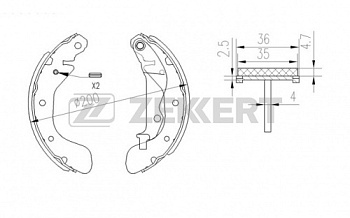Колодки торм CHEVROLET AVEO/SPARK 11- зад бараб ZEKKERT GS8760