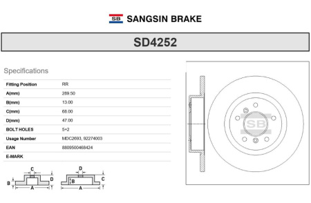 Диск торм NISSAN QASHQAI J11 задн SANGSIN