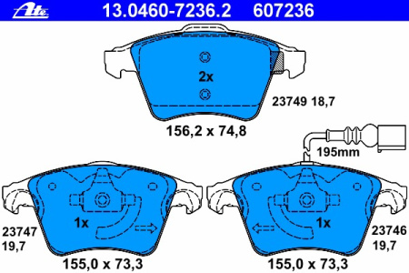 Колодки торм VW T5 пер 16" ATE GDB1555=210451
