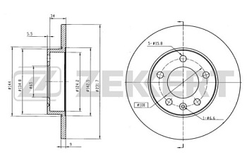 Диск торм VW GOLF IV/OCTAVIA зад ZEKKERT DF2805