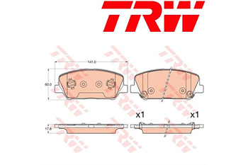 Колодки торм KIA CEED 12-/HYUNDAI i30 12-/GENESIS 08-/KIA OPTIMA 11- пер TRW GDB3582