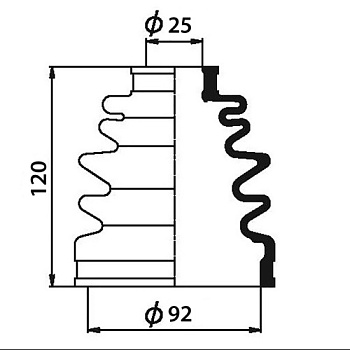 Пыльник ШРУСа HONDA CR-V II/ACCORD 99-08 пер наружн MASUMA (25x91x129/термопласт)