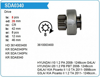 Бендикс стартера KIA KRAUF