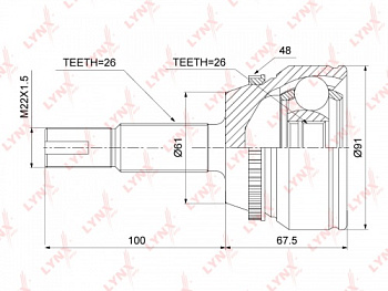 ШРУС TOYOTA CAMRY V40 наружн LYNX (26x26)