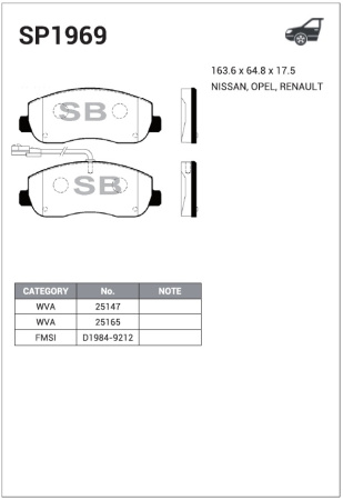 Колодки торм OPEL MOVANO 2010-/RENAULT MASTER 2010- пер SANGSIN GDB1910