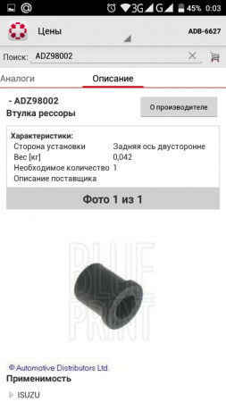 Втулка рессоры OPEL FRONTERA зад конец BLUEPRINT