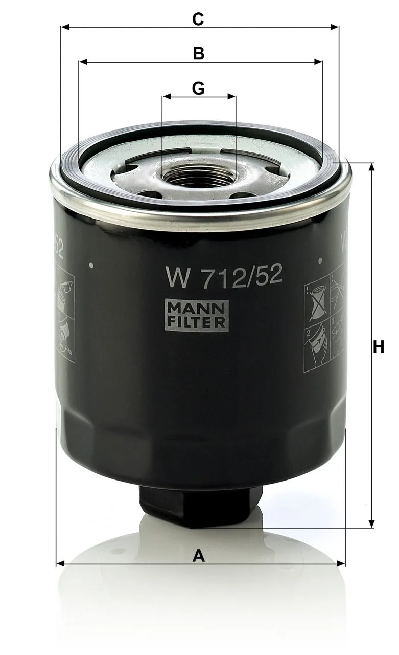 Фильтр масл VW 1.4 MANN W712/52 — фото 2